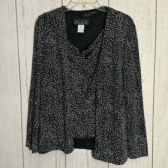 Alex Evenings Black Silver Glitter Metallic Open Front Jacket w/ Tank Size M - Picture 1 of 5